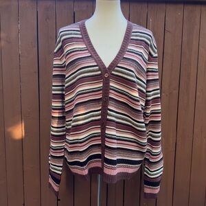 Les Serein | Stitch Fix Fabiolina V Neck Pink Stripe Cardigan NWT Size XL